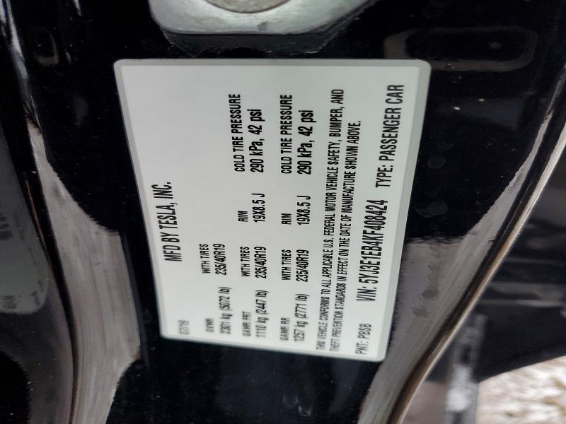 75227035 :رقم المزاد ، 5YJ3E1EB4KF408424 vin ، 2019 Tesla Model 3 مزاد بيع