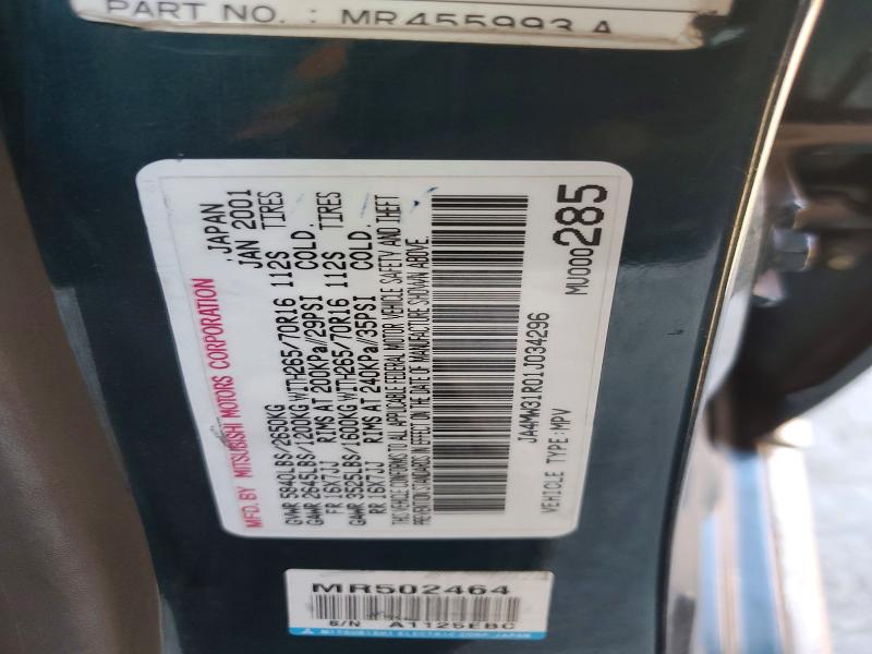 Продаж на аукціоні авто 2001 Mitsubishi Montero, vin: JA4MW31R01J034296, номер лоту: 79282105