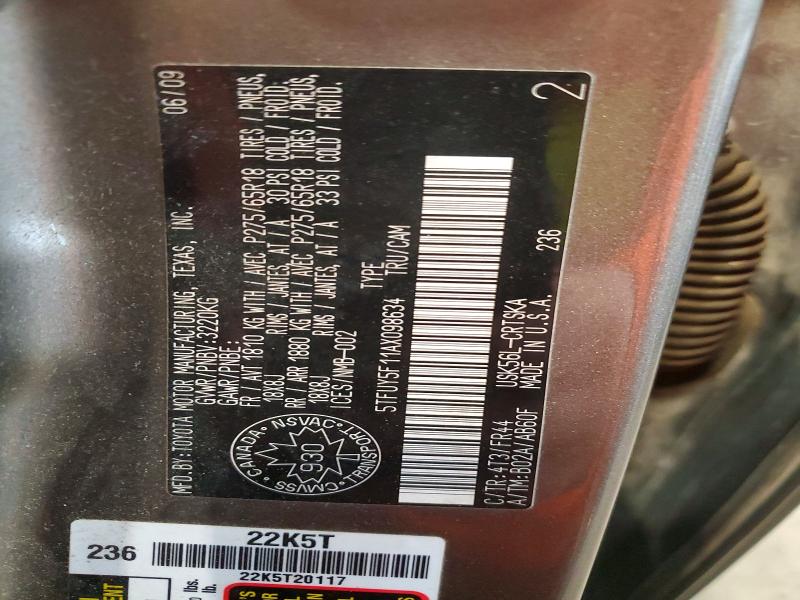 Продаж на аукціоні авто 2010 Toyota Tundra Dou, vin: 5TFUY5F11AX098634, номер лоту: 77123045