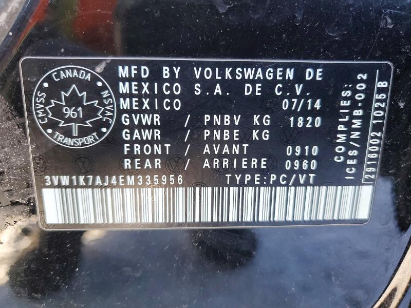 Aukcja sprzedaży 2014 Volkswagen Jetta, vin: 3VW1K7AJ4EM335956, numer aukcji: 75517105