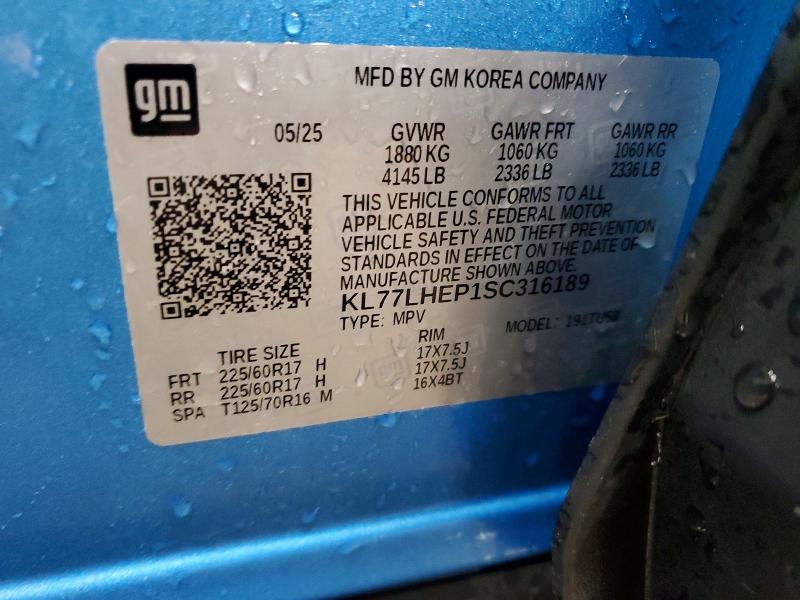 79354425 :رقم المزاد ، KL77LHEP1SC316189 vin ، 2025 Chevrolet Trax مزاد بيع