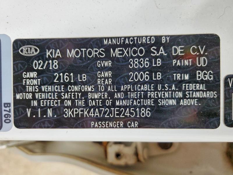 Продажа на аукционе авто 2018 Kia Forte, vin: 3KPFK4A72JE245186, номер лота: 78383395