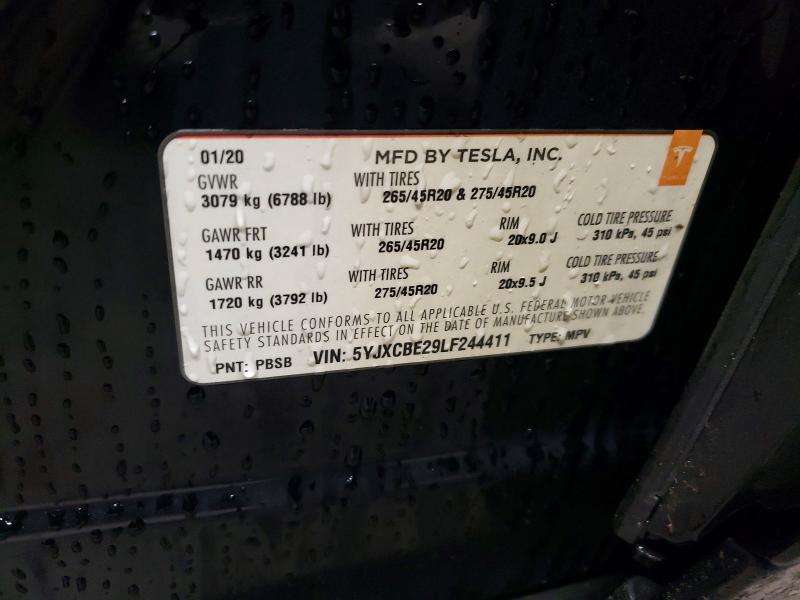 78709285 :رقم المزاد ، 5YJXCBE29LF244411 vin ، 2020 Tesla Model X مزاد بيع