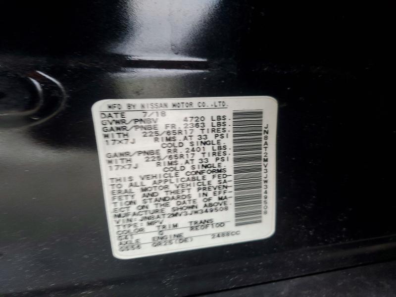 2018 Nissan Rogue მანქანა იყიდება აუქციონზე, vin: JN8AT2MV3JW349508, აუქციონის ნომერი: 76517745