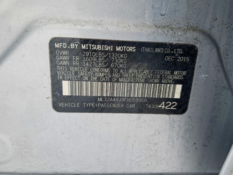 Продаж на аукціоні авто 2015 Mitsubishi Mirage, vin: ML32A4HJ9FH059958, номер лоту: 78273385