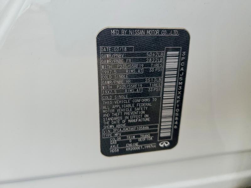 Aukcja sprzedaży 2019 Infiniti Qx50, vin: 3PCAJ5M3XKF105846, numer aukcji: 76948745