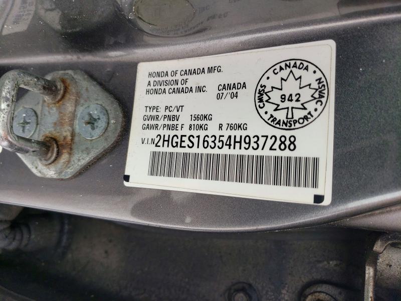 Aukcja sprzedaży 2004 Honda Civic, vin: 2HGES16354H937288, numer aukcji: 75783865