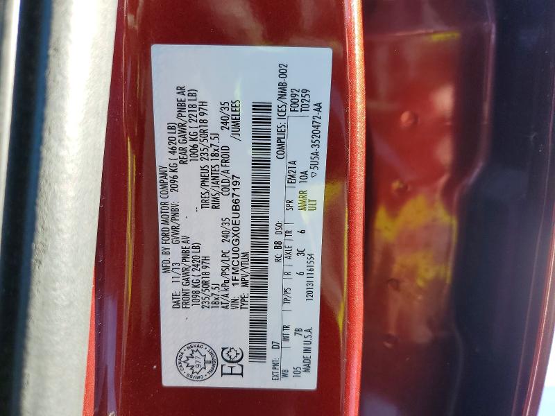Aukcja sprzedaży 2014 Ford Escape, vin: 1FMCU0GX0EUB67197, numer aukcji: 75220075