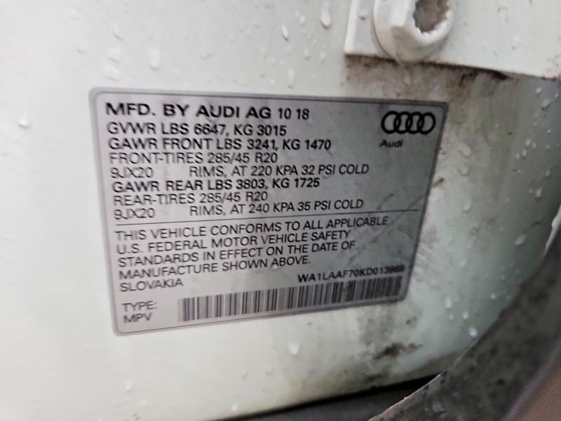 Продажа на аукционе авто 2019 Audi Q7, vin: WA1LAAF70KD013969, номер лота: 76356455