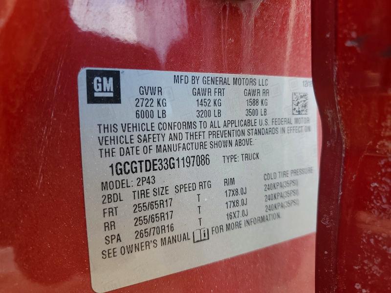Aukcja sprzedaży 2016 Chevrolet Colorado, vin: 1GCGTDE33G1197086, numer aukcji: 77134495