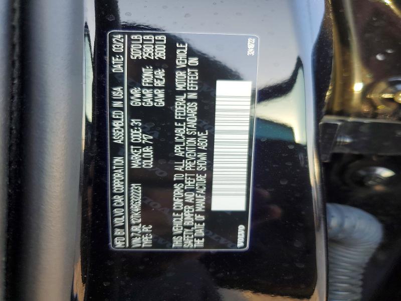 75219815 :رقم المزاد ، 7JRL12TK4RG322231 vin ، 2024 Volvo S60 Core مزاد بيع
