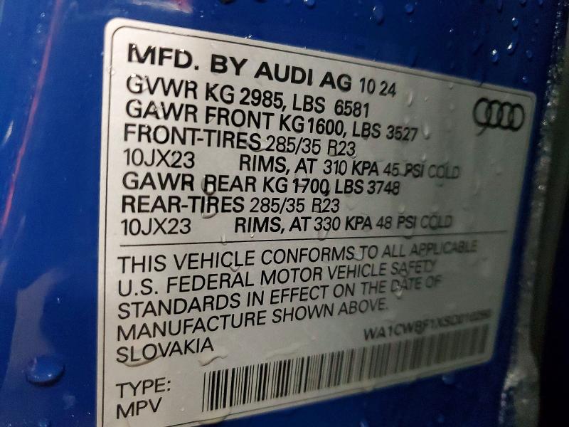 Aukcja sprzedaży 2025 Audi Sq8, vin: WA1CWBF1XSD010290, numer aukcji: 75215865