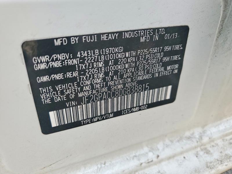 Aukcja sprzedaży 2013 Subaru Xv Crosstrek, vin: JF2GPACC8DG838815, numer aukcji: 77518395