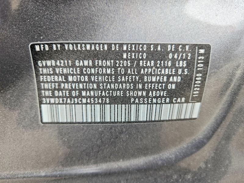 Продажа на аукционе авто 2012 Volkswagen Jetta, vin: 3VWDX7AJ9CM453478, номер лота: 75236495