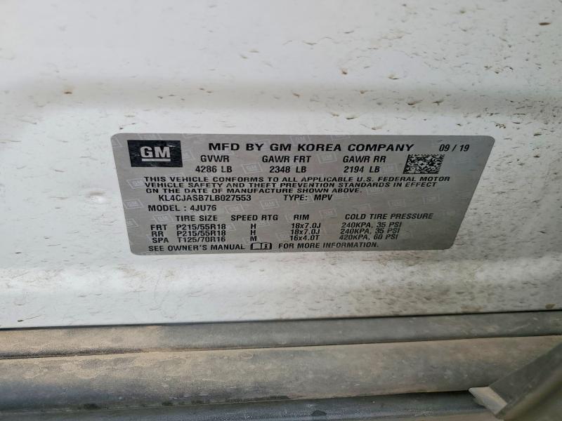 Продаж на аукціоні авто 2020 Buick Encore, vin: KL4CJASB7LB027553, номер лоту: 77193385