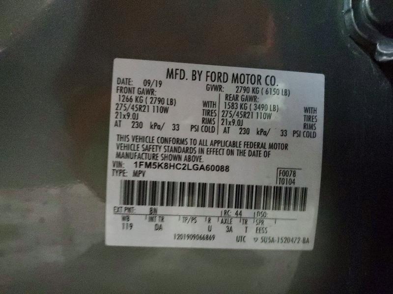 2020 Ford Explorer მანქანა იყიდება აუქციონზე, vin: 1FM5K8HC2LGA60088, აუქციონის ნომერი: 75354865
