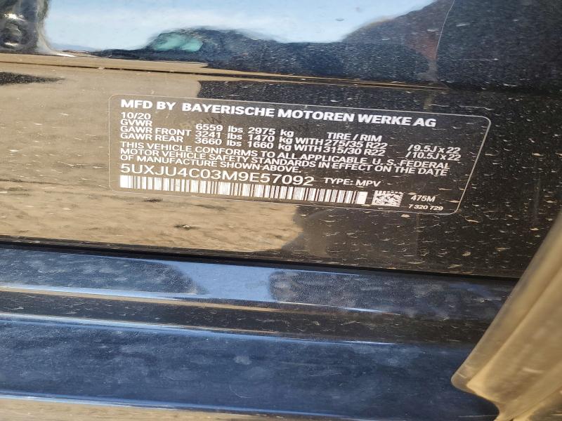 2021 Bmw X5 მანქანა იყიდება აუქციონზე, vin: 5UXJU4C03M9E57092, აუქციონის ნომერი: 76266495