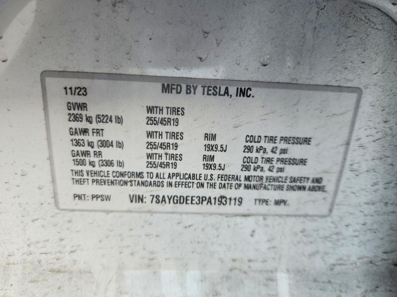 Продажа на аукционе авто 2023 Tesla Model Y, vin: 7SAYGDEE3PA193119, номер лота: 76892035