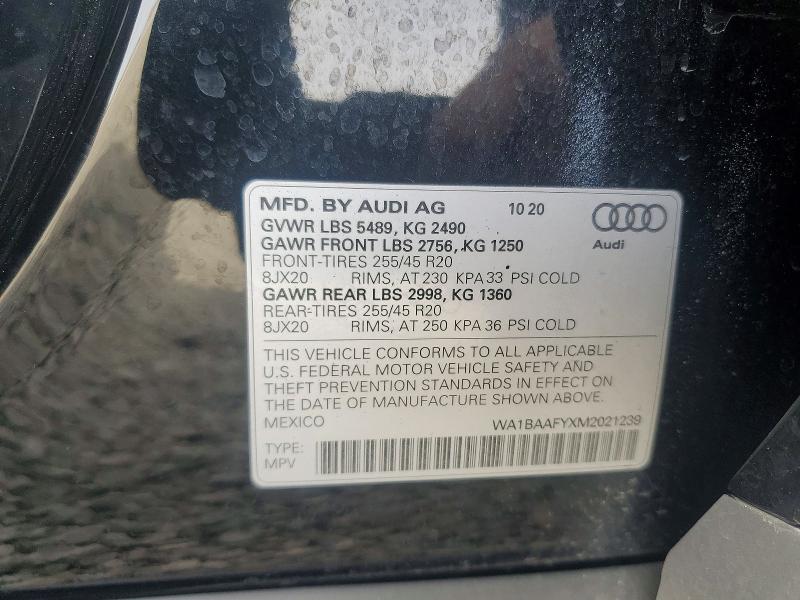 Продажа на аукционе авто 2021 Audi Q5, vin: WA1BAAFYXM2021239, номер лота: 78380665