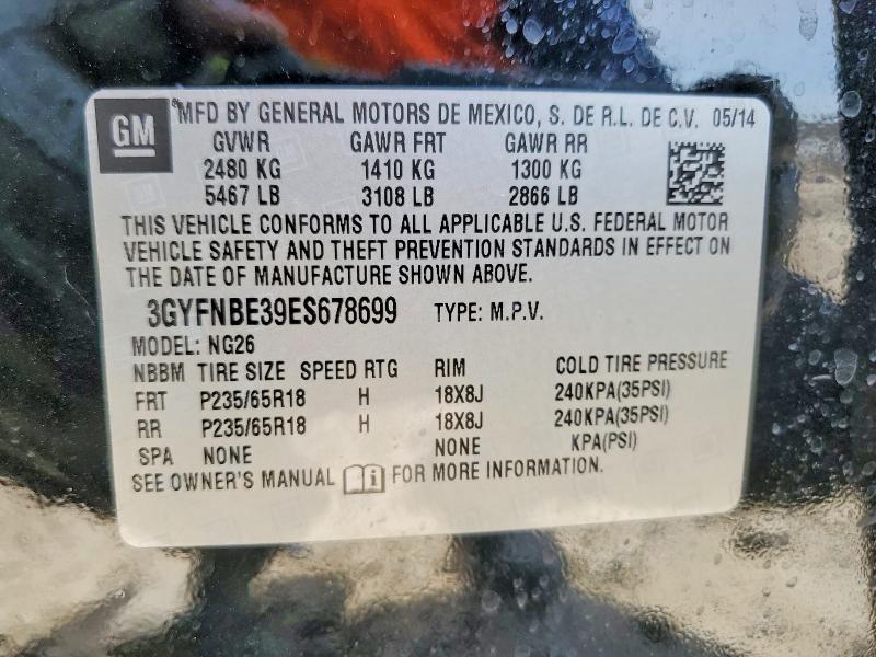Aukcja sprzedaży 2014 Cadillac Srx, vin: 3GYFNBE39ES678699, numer aukcji: 78886695