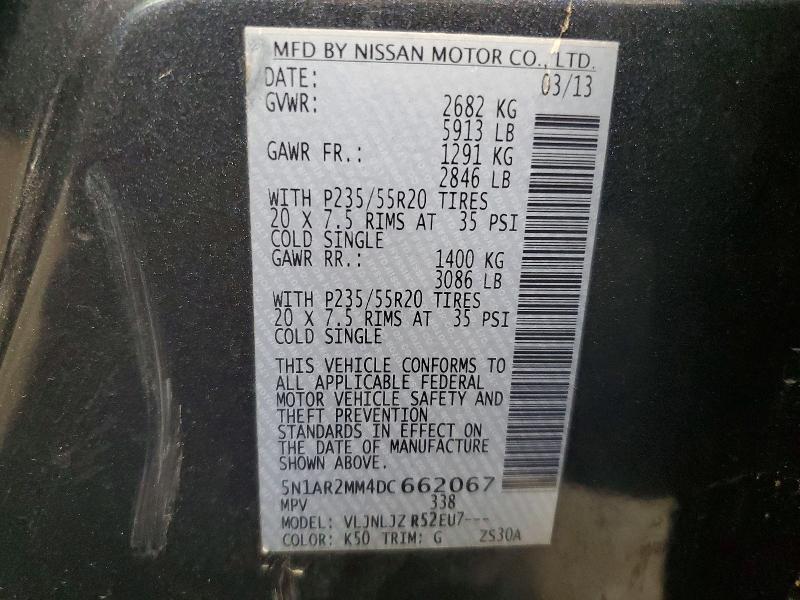 Продажа на аукционе авто 2013 Nissan Pathfinder, vin: 5N1AR2MM4DC662067, номер лота: 46403876