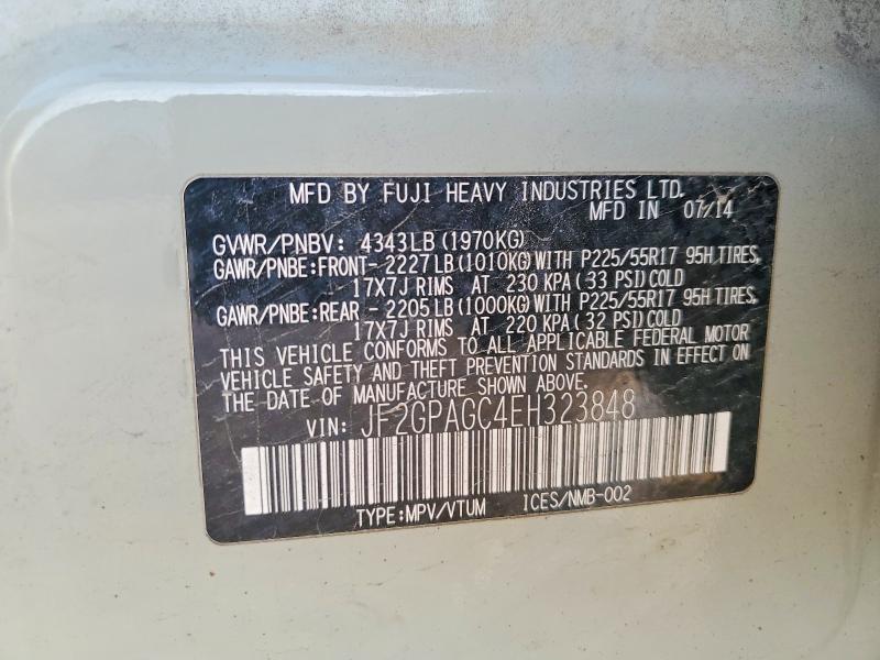 2014 Subaru Xv Crosstrek მანქანა იყიდება აუქციონზე, vin: JF2GPAGC4EH323848, აუქციონის ნომერი: 75869795