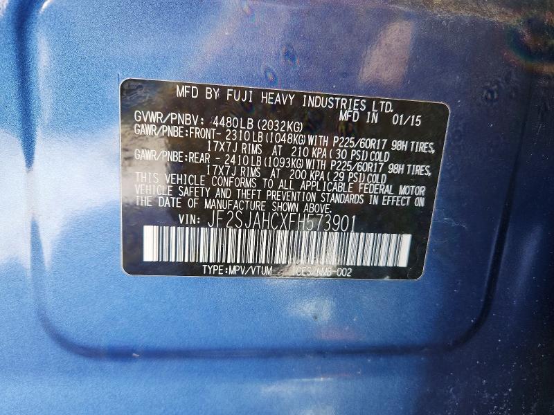 Продаж на аукціоні авто 2015 Subaru Forester, vin: JF2SJAHCXFH573901, номер лоту: 78451305