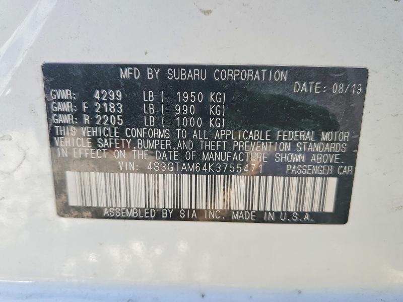 Продажа на аукционе авто 2019 Subaru Impreza, vin: 4S3GTAM64K3755471, номер лота: 75993365