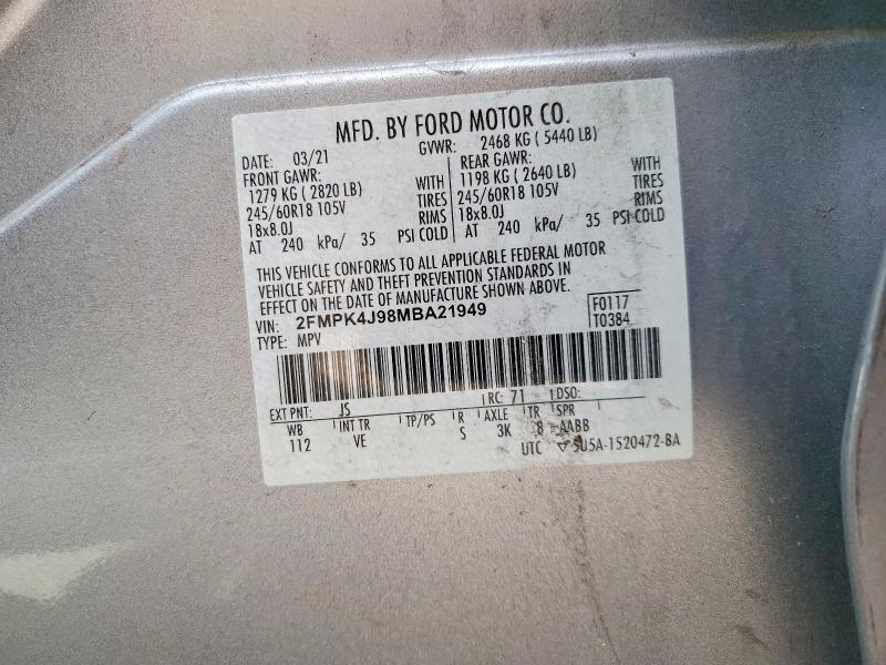 Продажа на аукционе авто 2021 Ford Edge, vin: 2FMPK4J98MBA21949, номер лота: 77901935