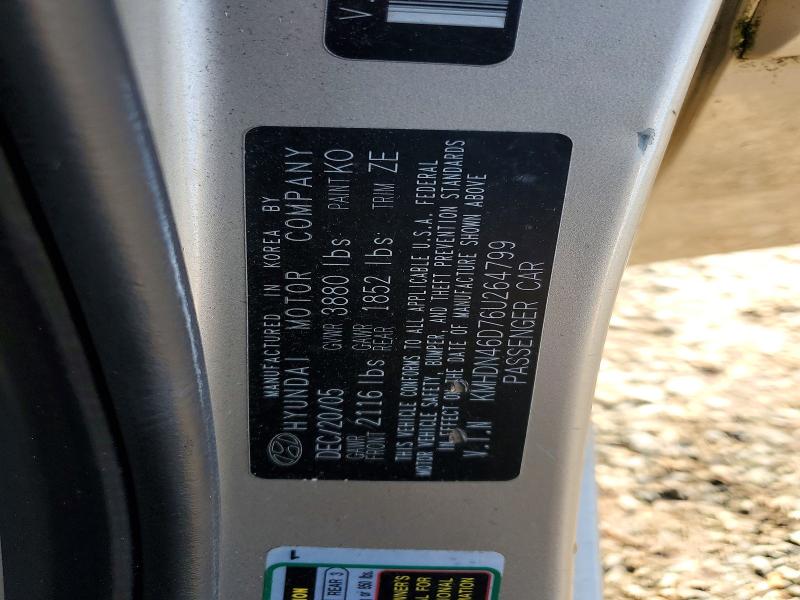 77206415 :رقم المزاد ، KMHDN46D76U264799 vin ، 2006 Hyundai Elantra مزاد بيع