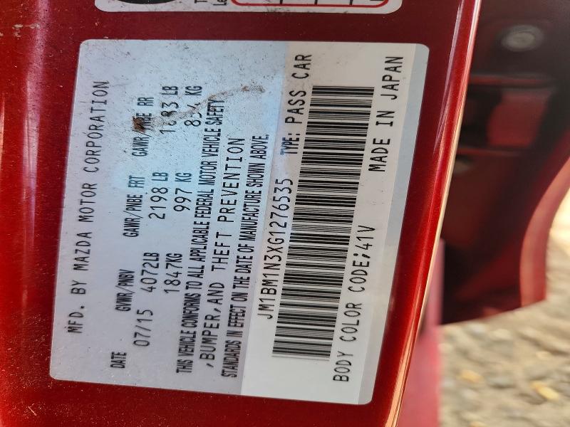 76623545 :رقم المزاد ، JM1BM1N3XG1276535 vin ، 2016 Mazda 3 مزاد بيع