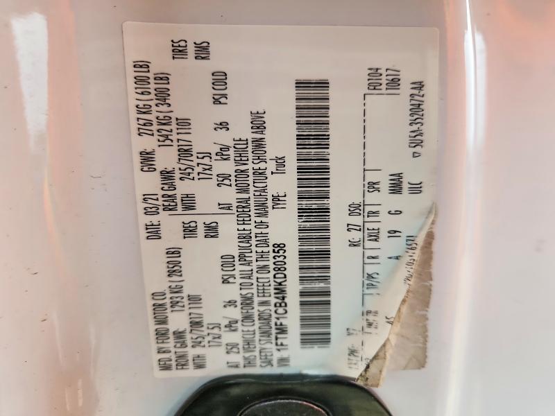 Aukcja sprzedaży 2021 Ford F150, vin: 1FTMF1CB4MKD80358, numer aukcji: 77316185