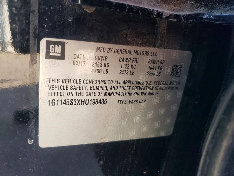 Aukcja sprzedaży 2017 Chevrolet Impala, vin: 1G1145S3XHU198435, numer aukcji: 77197605