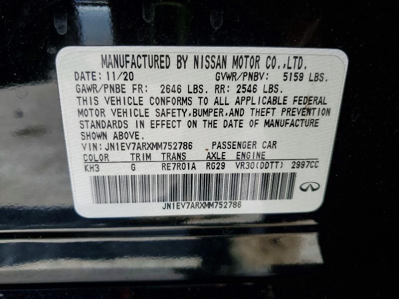 Продажа на аукционе авто 2021 Infiniti Q50, vin: JN1EV7ARXMM752786, номер лота: 78299155