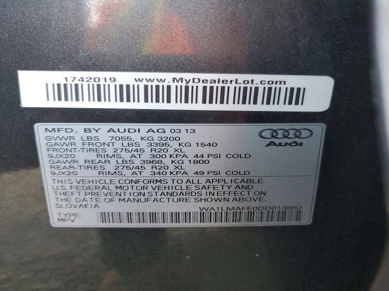 Продажа на аукционе авто 2013 Audi Q7, vin: WA1LMAFE0DD013883, номер лота: 76258705