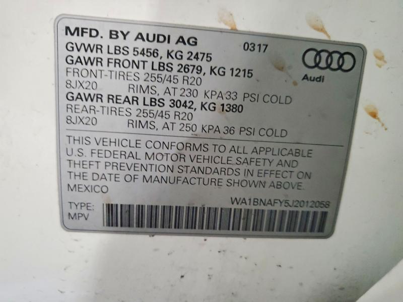 Aukcja sprzedaży 2018 Audi Q5, vin: WA1BNAFY5J2012058, numer aukcji: 79262715