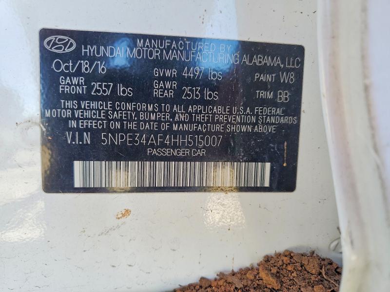 76949365 :رقم المزاد ، 5NPE34AF4HH515007 vin ، 2017 Hyundai Sonata مزاد بيع