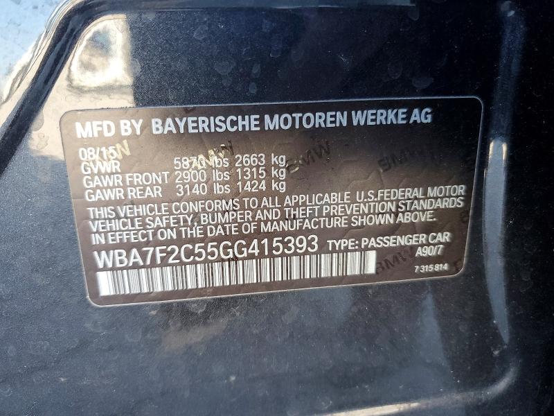 Aukcja sprzedaży 2016 Bmw 750, vin: WBA7F2C55GG415393, numer aukcji: 75039865