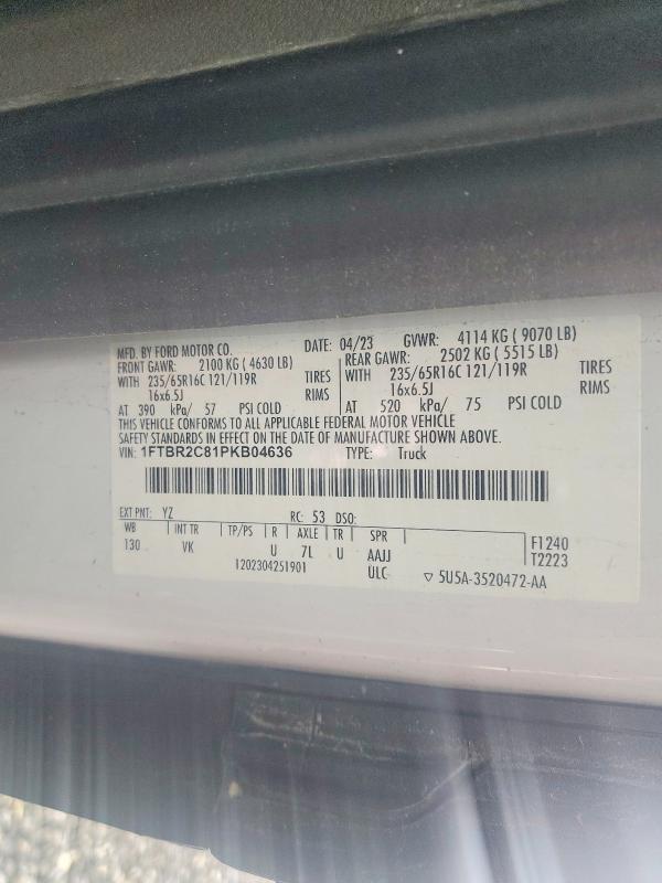 75928855 :رقم المزاد ، 1FTBR2C81PKB04636 vin ، 2023 Ford Transit مزاد بيع