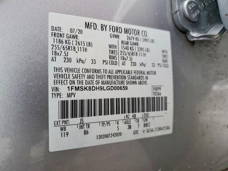 Продаж на аукціоні авто 2020 Ford Explorer, vin: 1FMSK8DH9LGD00659, номер лоту: 79188335