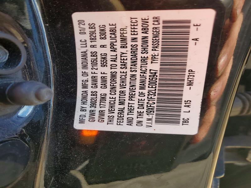 Aukcja sprzedaży 2020 Honda Civic, vin: 19XFC1F32LE005947, numer aukcji: 77029705