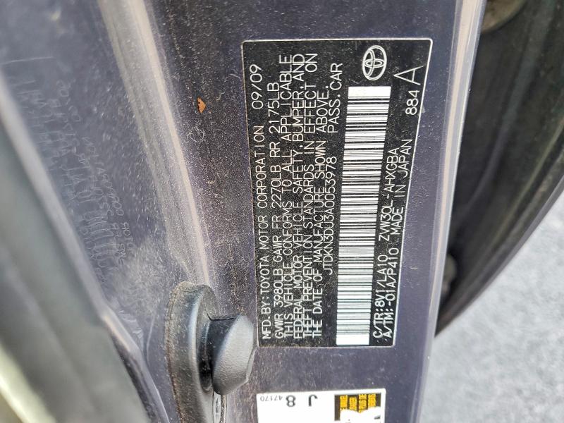 Aukcja sprzedaży 2010 Toyota Prius, vin: JTDKN3DU3A0053978, numer aukcji: 76060975