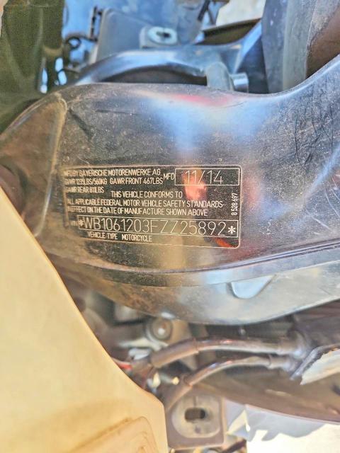 97943655 :رقم المزاد ، WB1061203FZZ25892 vin ، 2015 Bmw K1600 مزاد بيع