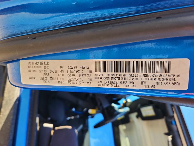 76353185 :رقم المزاد ، 1C4AJWAG2GL165802 vin ، 2016 Jeep Wrangler مزاد بيع