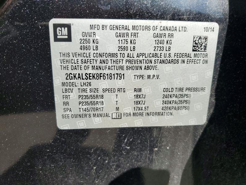 76942615 :رقم المزاد ، 2GKALSEK8F6181791 vin ، 2015 Gmc Terrain مزاد بيع