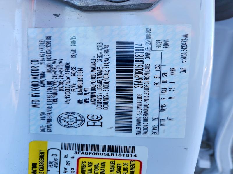 Продажа на аукционе авто 2020 Ford Fusion, vin: 3FA6P0RU5LR181814, номер лота: 74463385