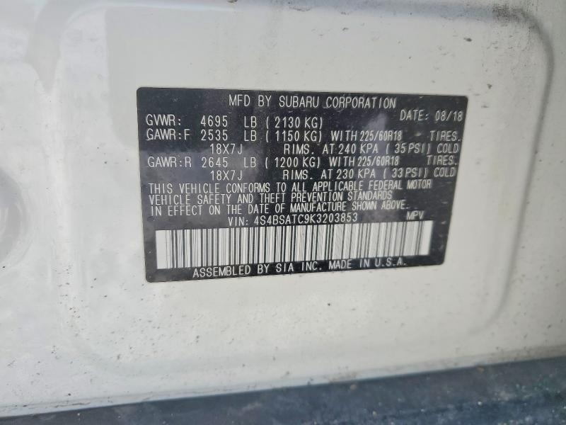 Aukcja sprzedaży 2019 Subaru Outback, vin: 4S4BSATC9K3203853, numer aukcji: 78039865