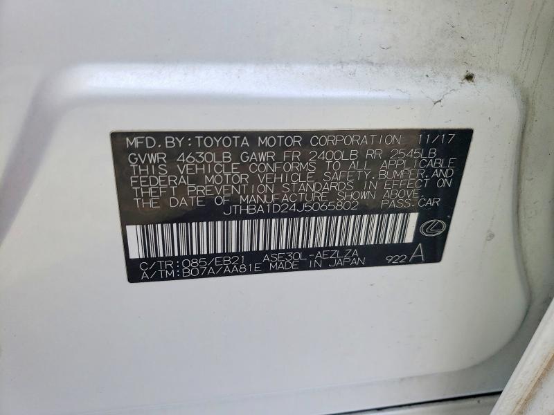 78348615 :رقم المزاد ، JTHBA1D24J5065802 vin ، 2018 Lexus Is مزاد بيع