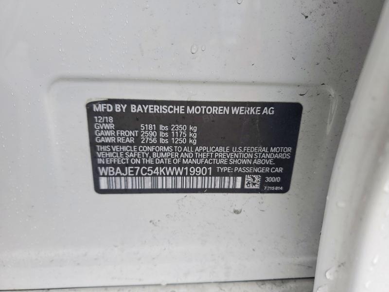 78106895 :رقم المزاد ، WBAJE7C54KWW19901 vin ، 2019 Bmw 540 مزاد بيع