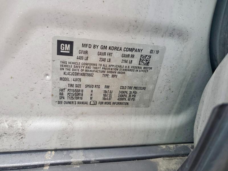 Aukcja sprzedaży 2019 Buick Encore, vin: KL4CJGSM1KB876662, numer aukcji: 78303345